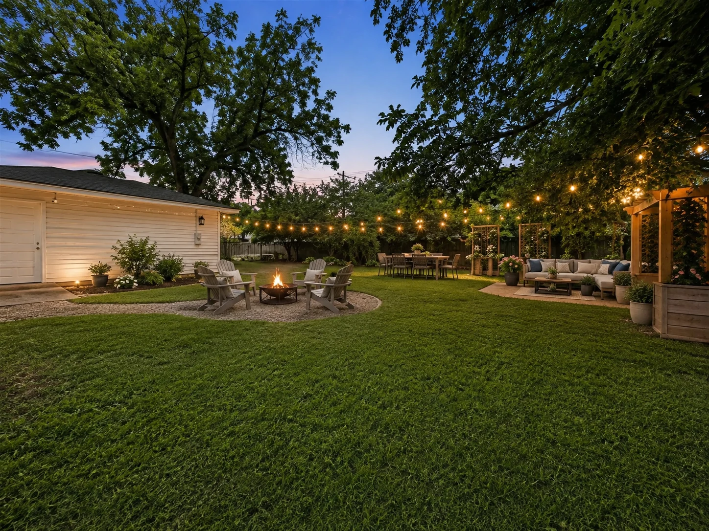 AI-staged suggestion for backyard entertaining