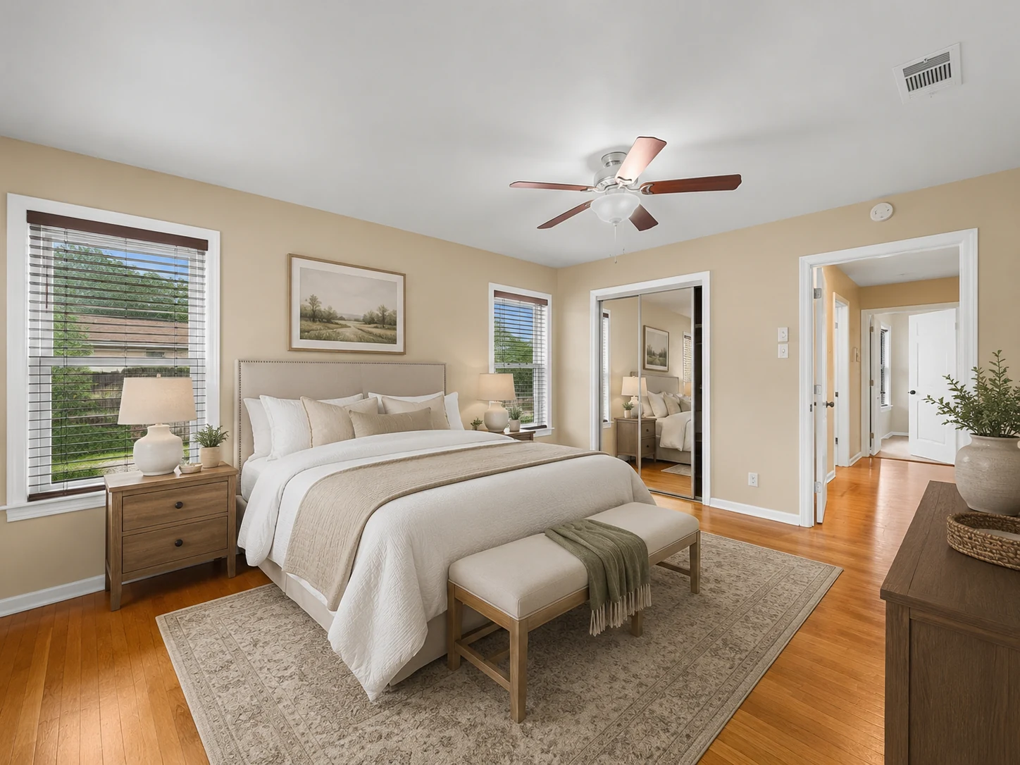 AI-staged suggestion for the primary bedroom
